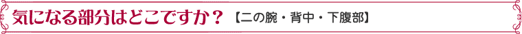 気になる部分はどこですか？【二の腕・背中・下腹部】